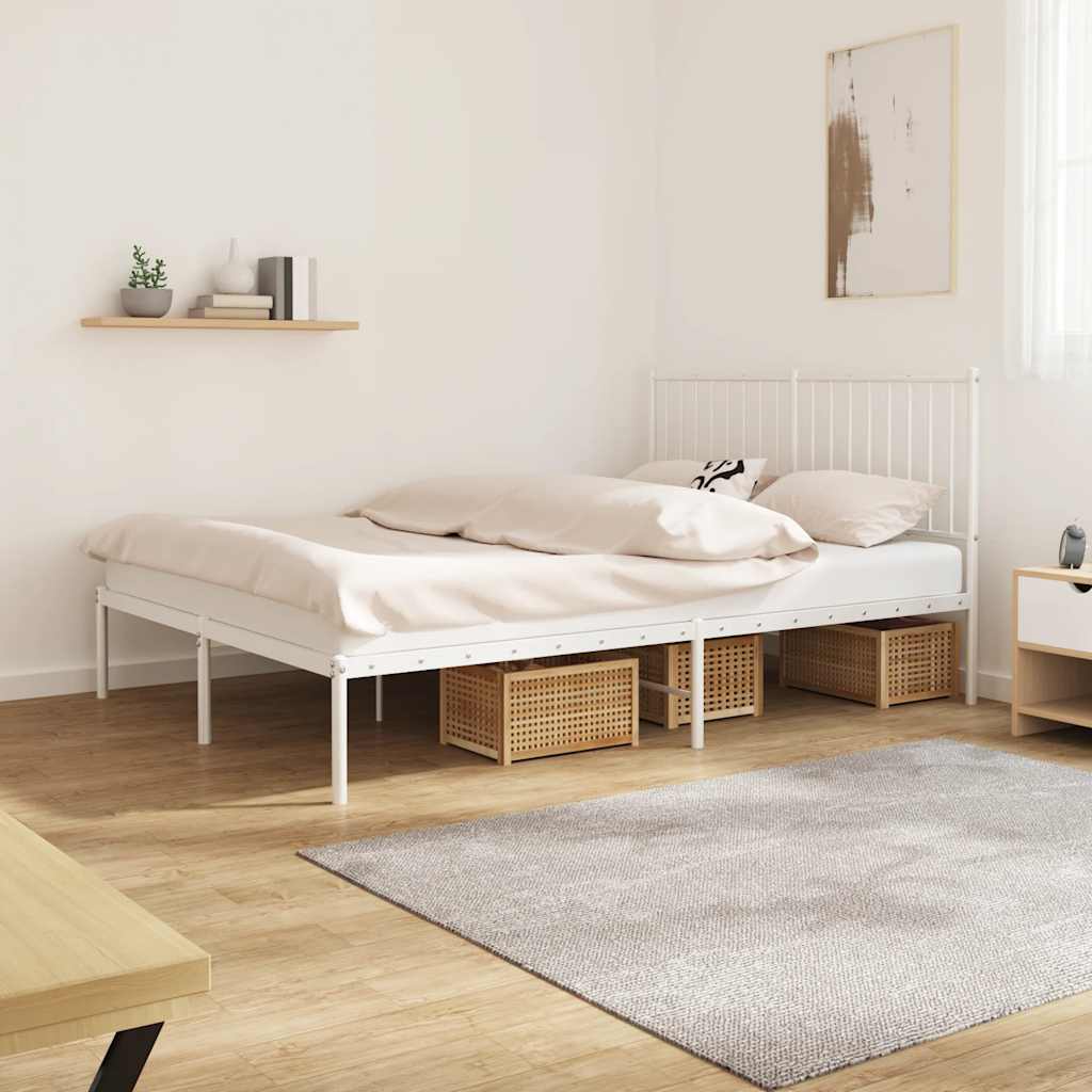 Vidaxl bedframe met hoofdbord metaal wit 140x200 cm
