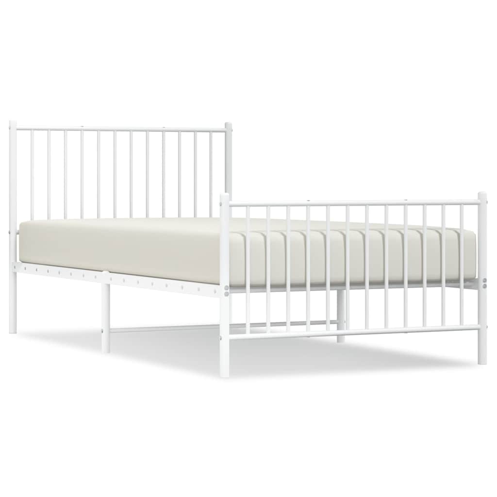 Vidaxl bedframe met hoofd- en voeteneinde metaal wit 100x200 cm