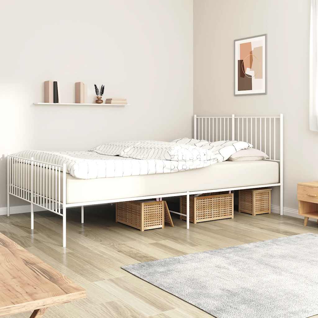 Vidaxl bedframe met hoofd- en voeteneinde metaal wit 160x200 cm