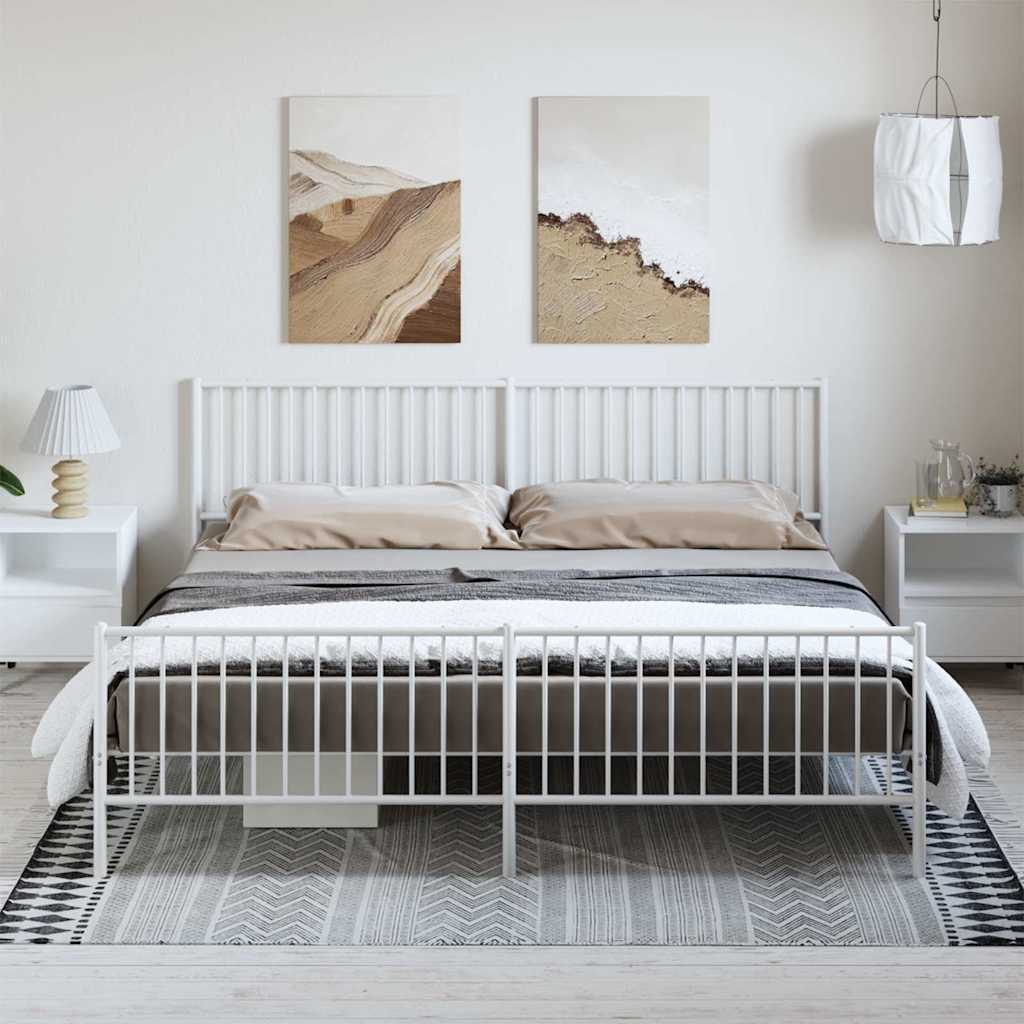 Vidaxl bedframe met hoofd- en voeteneinde metaal wit 193x203 cm