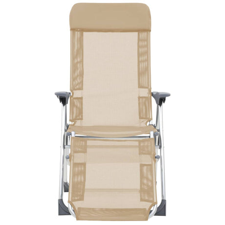 Vidaxl campingstoelen met voetensteun 2 st inklapbaar textileen crème