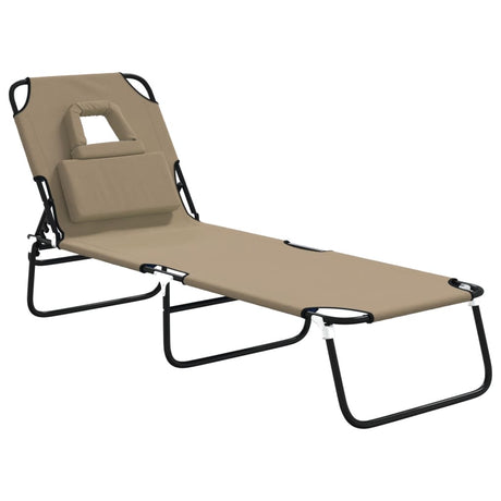Vidaxl ligbed inklapbaar oxford stof en gepoedercoat staal taupe