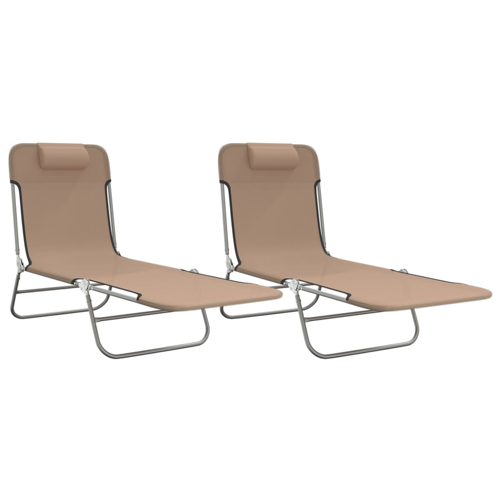 Vidaxl ligbedden 2 st inklapbaar textileen en staal taupe
