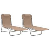 Vidaxl ligbedden 2 st inklapbaar textileen en staal taupe