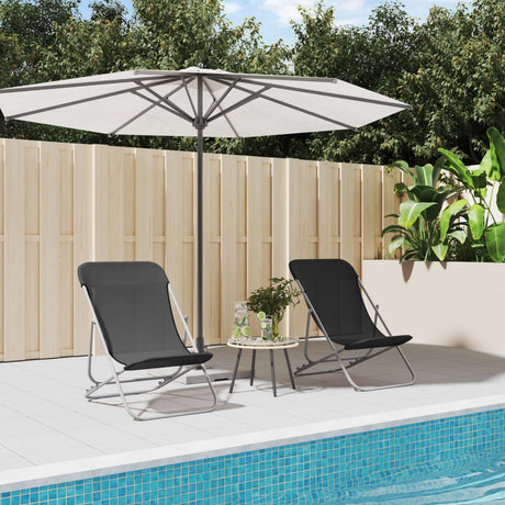 Vidaxl strandstoelen 2 st textileen en gepoedercoat staal zwart