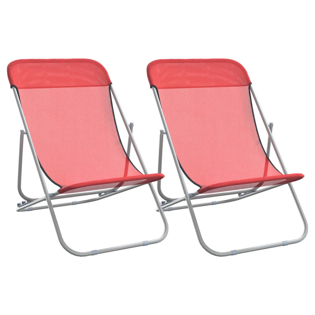 Vidaxl strandstoelen 2 st textileen en gepoedercoat staal rood