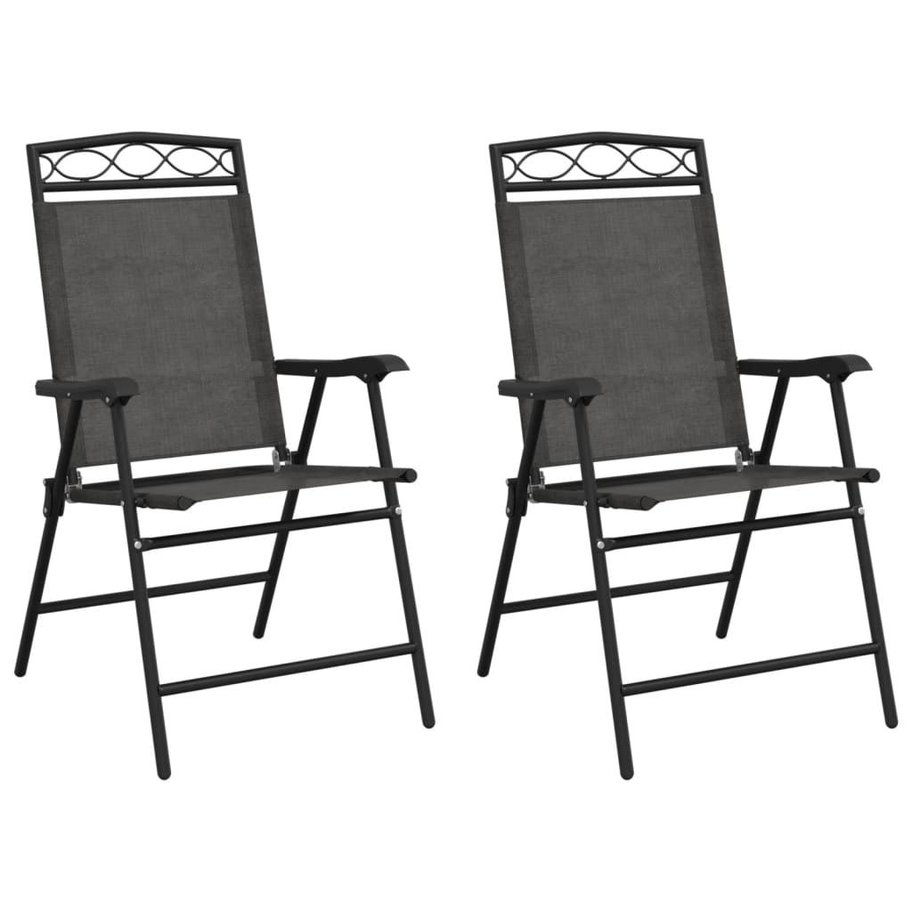 Vidaxl opklapbare stoelen, 2 stuks, gemêleerd grijs, staal en textilene.