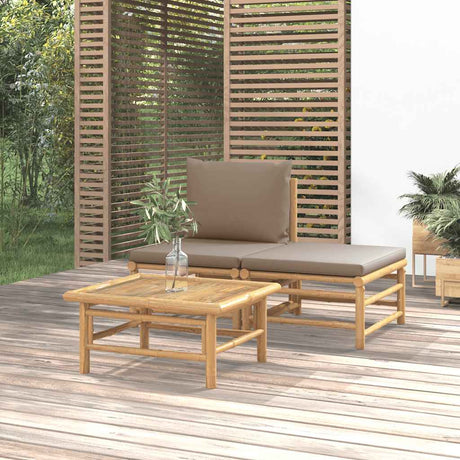 Vidaxl 3-delige loungeset met kussens bamboe taupe