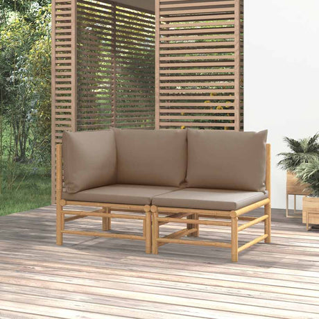 Vidaxl 2-delige loungeset met kussens bamboe taupe
