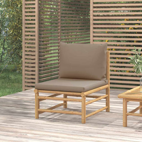 Vidaxl tuinmiddenbank met kussens bamboe taupe
