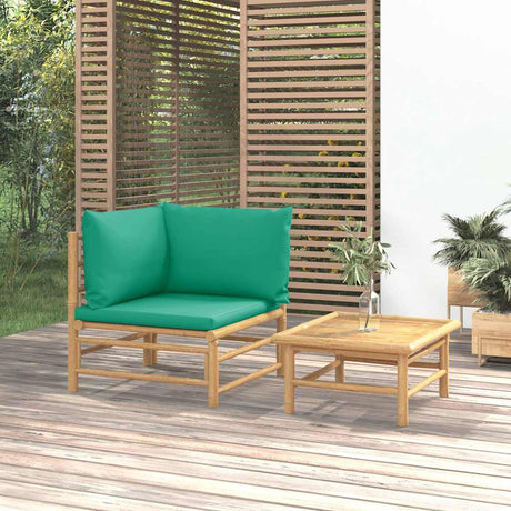 Vidaxl 2-delige loungeset met kussens bamboe groen