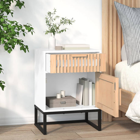 Vidaxl nachtkastje 40x30x55,5 cm bewerkt hout en ijzer wit