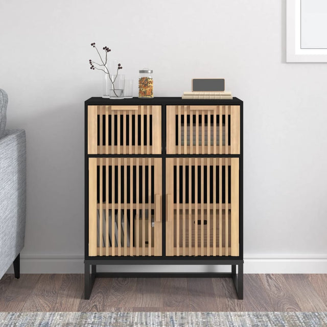 Vidaxl dressoir 60x30x75 cm bewerkt hout zwart