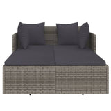 Vidaxl ligbed met kussens 182x118x63 cm poly rattan grijs