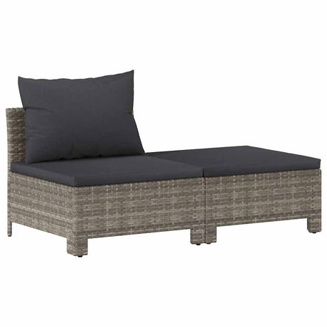Vidaxl 2-delige tuinloungeset met kussens grijs poly rattan