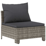 Vidaxl tuinbank midden met kussen grijs poly rattan