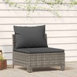 Vidaxl tuinbank midden met kussen grijs poly rattan