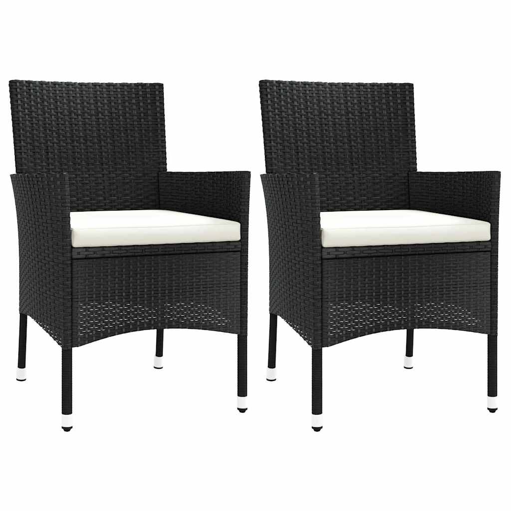 Vidaxl tuinstoelen met kussens 2 st. zwart poly rattan