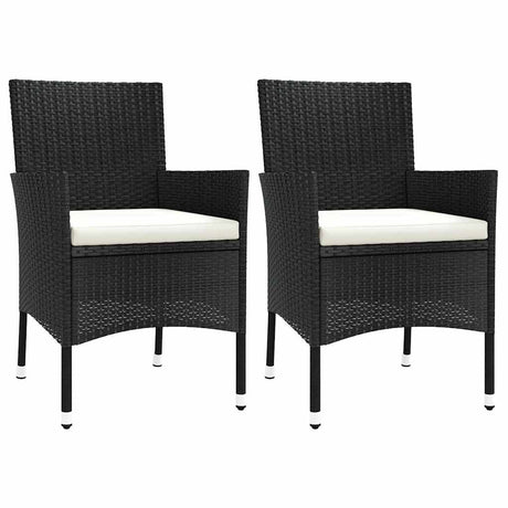 Vidaxl tuinstoelen met kussens 2 st. zwart poly rattan