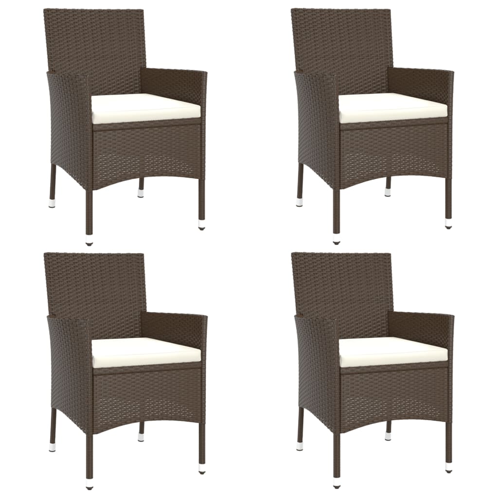 Vidaxl tuinstoelen met kussens 4 st bruin poly rattan
