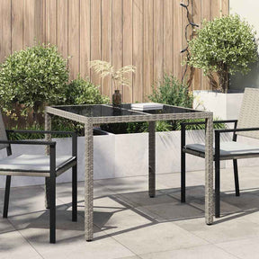 Vidaxl tuinstafel grijs 90 x 90 x 75 cm poly rattan