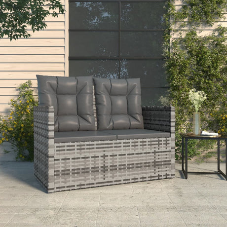 Vidaxl tuinbank met kussens 105 cm poly rattan grijs