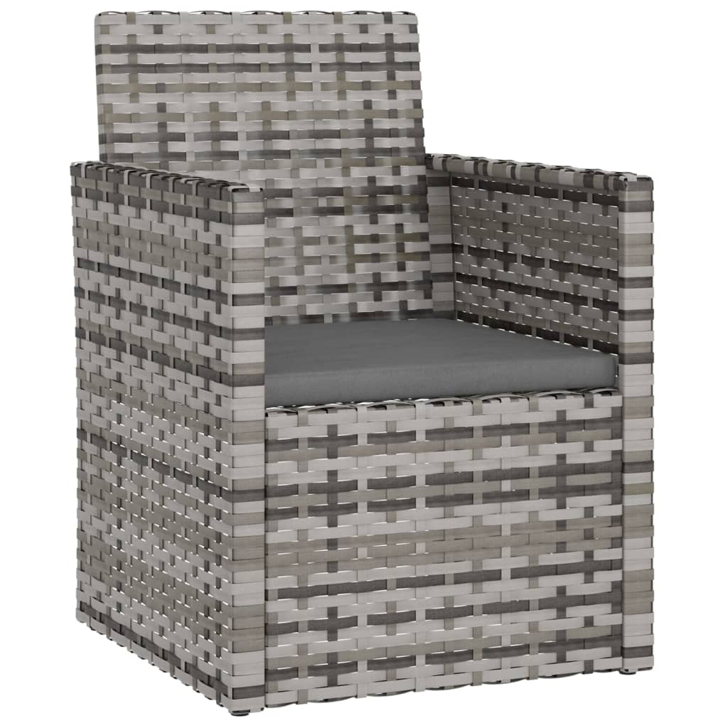 Vidaxl tuinstoel met kussens poly rattan grijs
