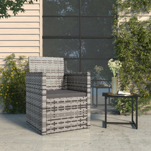 Vidaxl tuinstoel met kussens poly rattan grijs