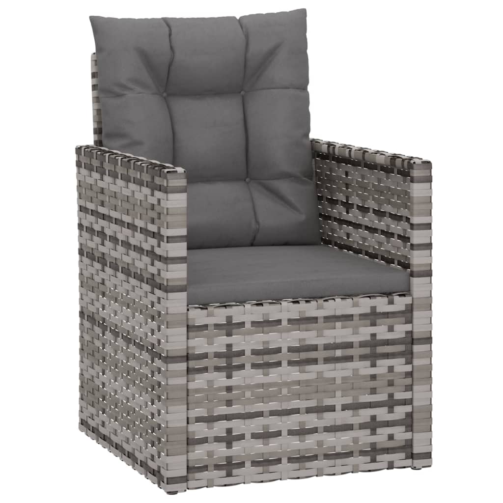 Vidaxl tuinstoel met kussens poly rattan grijs