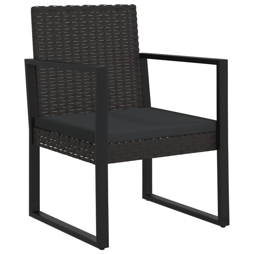 Vidaxl tuinstoel met kussen poly rattan zwart