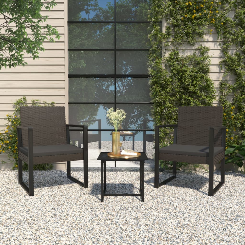 Vidaxl tuinstoel met kussen poly rattan zwart