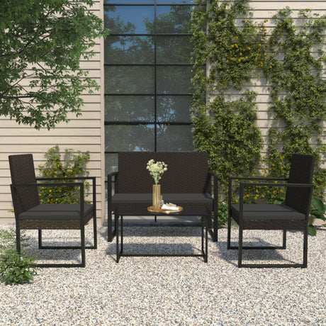 Vidaxl tuinbank met kussens 106 cm poly rattan zwart