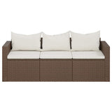 Vidaxl tuinbank 3-zits met kussens poly rattan bruin