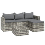 Vidaxl 3-delige loungeset met kussens poly rattan grijs