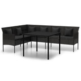 Vidaxl 2-delige tuinset met kussens poly rattan zwart