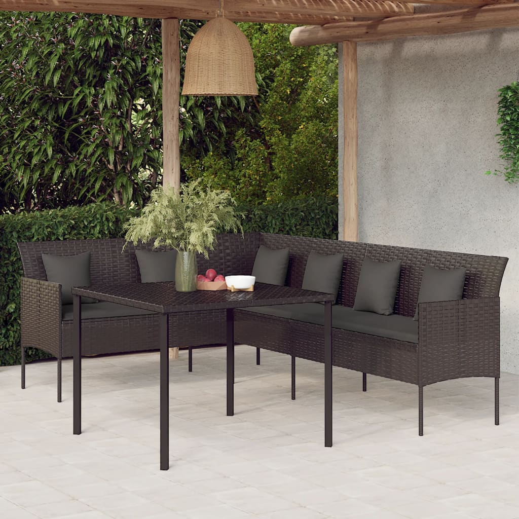 Vidaxl 2-delige tuinset met kussens poly rattan zwart