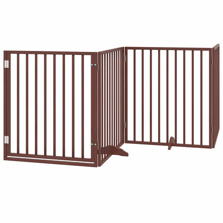 Bramka dla psa VidaXL ze składanymi drzwiami, 4 panele, brązowe drewno topolowe 320 cm