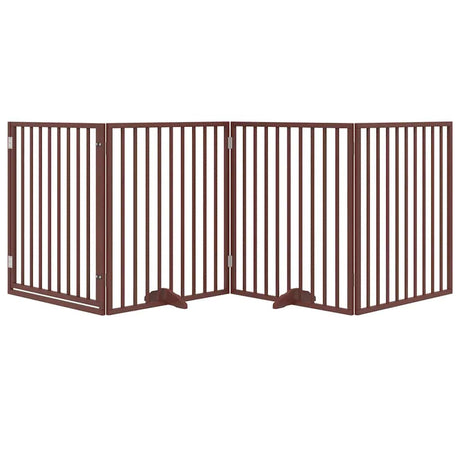 Bramka dla psa VidaXL ze składanymi drzwiami, 4 panele, brązowe drewno topolowe 320 cm