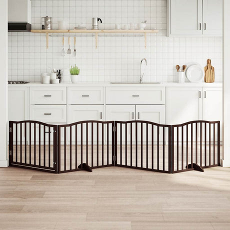 Składana bramka dla psa Vidaxx 4 panele 320 cm drewno topolowe, brązowy dąb