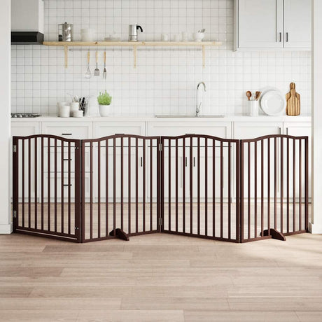 Składana bramka dla psa Vidaxx 4 panele 320 cm drewno topolowe, brązowy dąb