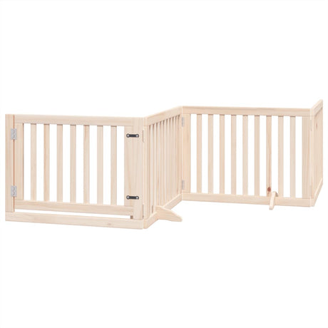 Bramka dla psa Vidaxxl ze składanymi drzwiami, 4 panele, drewno topolowe 320 cm