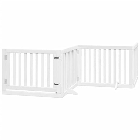 Składana bramka dla psa Vidaxx z drzwiami 4 panele 320 cm drewno topolowe białe