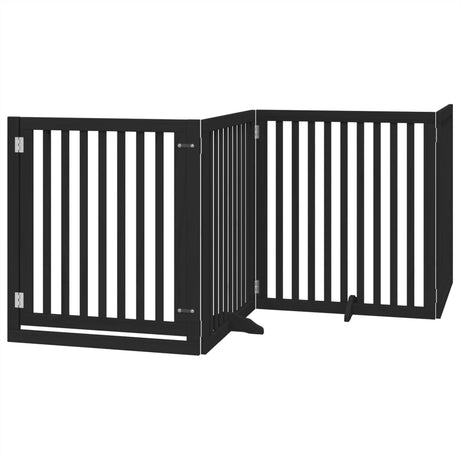 Składana bramka dla psa Vidaxx 4 panele 320 cm drewno topolowe czarne