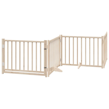 Składana bramka dla psa Vidaxx z drzwiami 4 panele, lite drewno sosnowe 320 cm