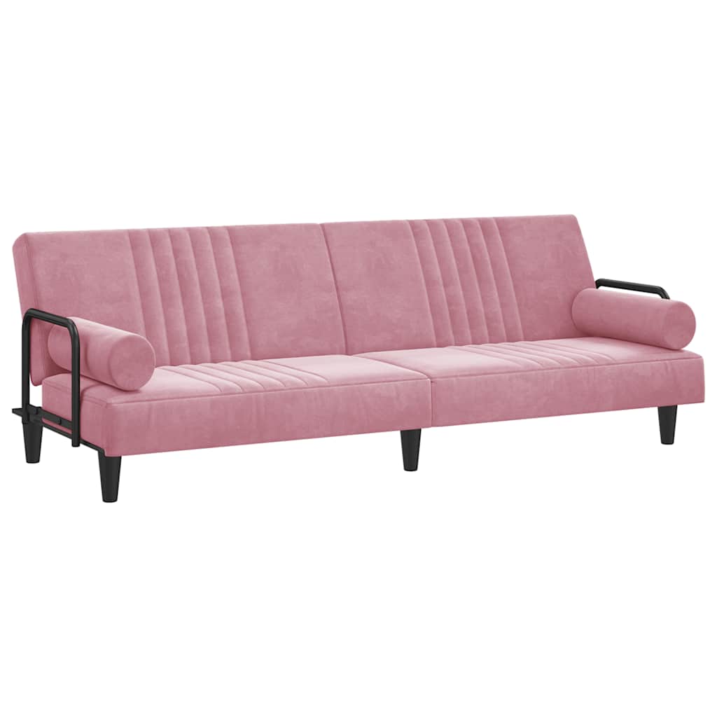 Vidaxl slaapbank met armleuningen fluweel roze