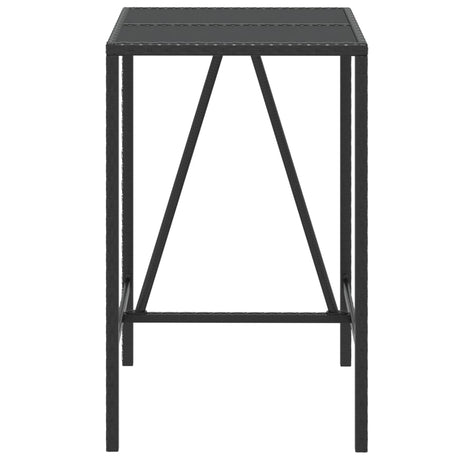 Vidaxl bartafel met glazen blad 70x70x110 cm poly rattan zwart
