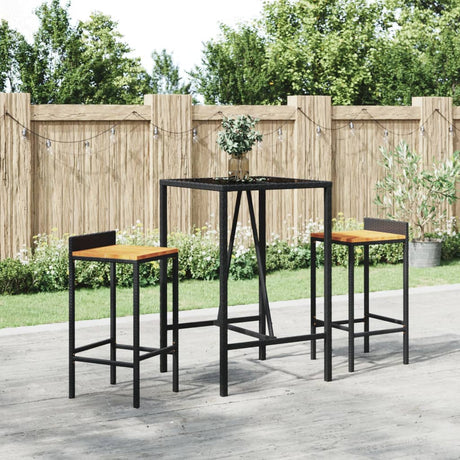Vidaxl bartafel met glazen blad 70x70x110 cm poly rattan zwart