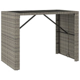 Vidaxl bartafel met glazen blad 145x80x110 cm poly rattan grijs