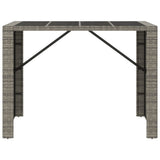 Vidaxl bartafel met glazen blad 145x80x110 cm poly rattan grijs