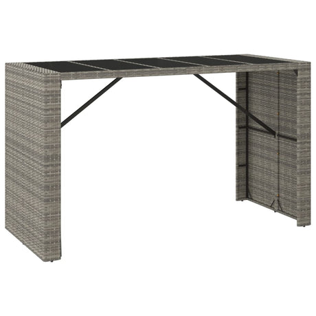 Vidaxl bartafel met glazen blad 185x80x110 cm poly rattan grijs